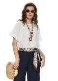 Bluza dama premium din vascoza racoroasa alba colier bohemian picture - 1