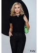Bluza dama premium neagra din bumbac cu aplicatii pene si albine din cristale