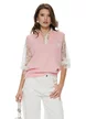 Bluza dama tricotata roz premium cu maneca si revere de dantela chantily