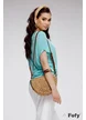 Bluza dama turcoaz de vara racoroasa din doua piese colier inclus