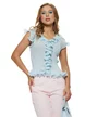 Bluza eleganta din tricot premium baby blue cu volane spiralate