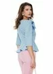 Bluză Fofy baby blue eleganta cu peplum si funda inserata