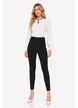 Bluză Fofy elegantă din voal alb si dantela neagra si accesoriu pretios cu strassuri