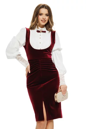 Bluză Fofy elegantă din voal ecru si dantela