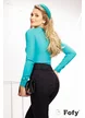 Cămașă body Fofy eleganta verde cu pliuri pe umeri si accesoriu pretios