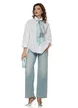 Camasa dama eleganta alba din bumbac 100% cu esarfa satinata aqua