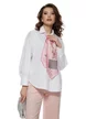Camasa dama eleganta alba din bumbac 100% cu esarfa satinata roz
