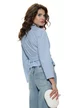 Camasa dama eleganta cu revere fronseuri si funda din bumbac baby blue cu dungi revere