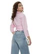 Camasa dama eleganta cu revere fronseuri si funda din bumbac cristal rose cu dungi revere