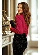 Camasa dama eleganta magenta din bumbac usor elastic cu esarfa innodata