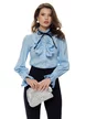 Camasa dama Fofy baby blue cu jabou nasturi bijuterie si siretel detasabil colorat