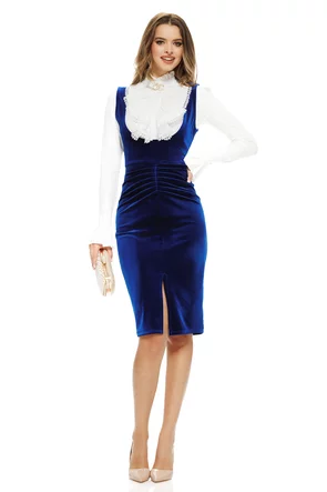 Camasa dama Fofy ecru premium  cu jabou conturat cu dantela si brosa si volan lat maneci