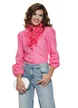 Camasa dama Fofy roz cu volane ample si nasturi tip bijuterie