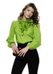Camasa dama Fofy verde lime cu volane ample si nasturi tip bijuterie
