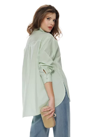 Camasa dama verde menta cu accesorii speculaculoase