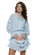 Compleu dama baby blue elegant camasa si fusta cu volane si dantela