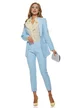 Compleu dama elegant baby blue sacou cu revere si cordon pantalon conic