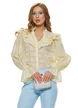 Compleu dama elegant baby blue sacou cu revere si cordon pantalon conic