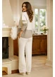 Compleu dama elegant bej premium gros trio chocolatte cu paiete fine si lurex