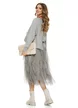 Compleu dama elegant gri cu angora pulover cu funda la spate si fusta de tul cu volane spiralate
