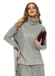 Compleu dama elegant gri cu angora pulover cu paiete si rochie cu fusta de tul plisat