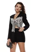 Compleu dama elegant negru cu aplicatii de dantela stil corset si pantalon scurt