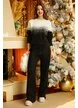 Compleu dama elegant negru din modal cu lana premium gros pantalon cu pulover degrade