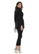 Compleu dama elegant negru sacou cu revere si cordon pantalon conic