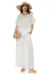Compleu dama premium alb din in 100% supersoft bluza cu insertie de dantela