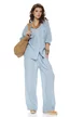 Compleu dama premium baby blue din in 100% camasa si pantalon