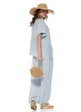 Compleu dama premium baby blue din in 100% supersoft bluza cu insertie de dantela picture - 2