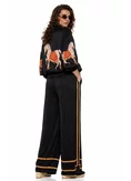 Compleu dama premium negru din matase naturala si vascoza satinata imprimeu cal bohemian picture - 2