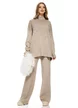 Compleu dama tricotat bej premium cu casmir pulover paiete fine si pantalon larg