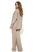Compleu dama tricotat bej premium cu casmir pulover paiete fine si pantalon larg