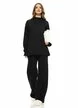 Compleu dama tricotat negru premium cu casmir pulover paiete fine si pantalon larg
