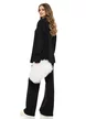 Compleu dama tricotat negru premium cu casmir pulover paiete fine si pantalon larg