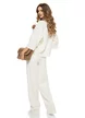 Compleu dama tricotat premium crem cu pantalon si pulover cu mansete late