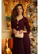 Compleu dama tricotat premium magenta jacheta cu peplum si capse bijuterie rochie plisata