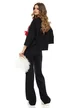 Compleu dama tricotat premium negru cu pantalon si pulover cu mansete late