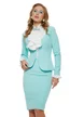 Compleu elegant dama Fofy cu dungi turquoise fine sacou cambrat si fusta conica
