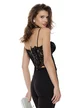Corset dama de lux negru din dantela catifelata cupe buretate