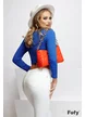 Crop top albastru royal cu snur in talie si cupe