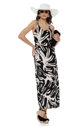 Fusta dama midi  petrecuta din vascoza premium safari print 2026 negru