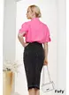 Fusta de blug neagra premium subtire cu talie inalta conica cu crapatura asimetrica