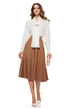 Fusta eleganta clos Fofy maro midi cu buzunare laterale