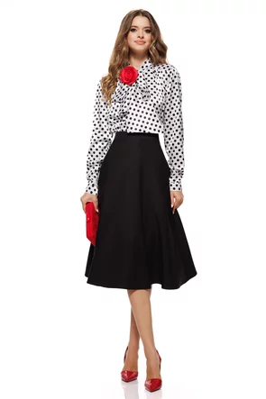 Fusta eleganta clos Fofy neagra midi cu buzunare laterale