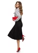 Fusta eleganta clos Fofy neagra midi cu buzunare laterale