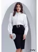 Fusta eleganta conica neagra Fofy cu talie inalta pliuri si catarama cristale