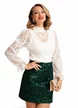 Fusta eleganta Fofy mini verde din catifea cu paiete