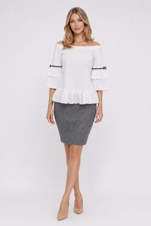 Fustă Fofy bleumarin eleganta conică buline delicate